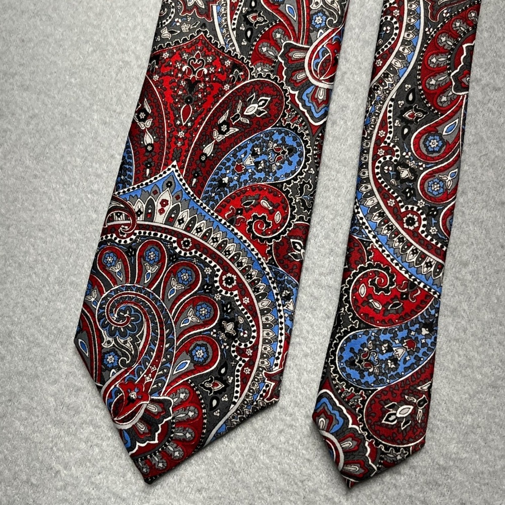 Pierre Cardin Men's Paisley Silk Necktie Red Blue Gray Formal Luxury
